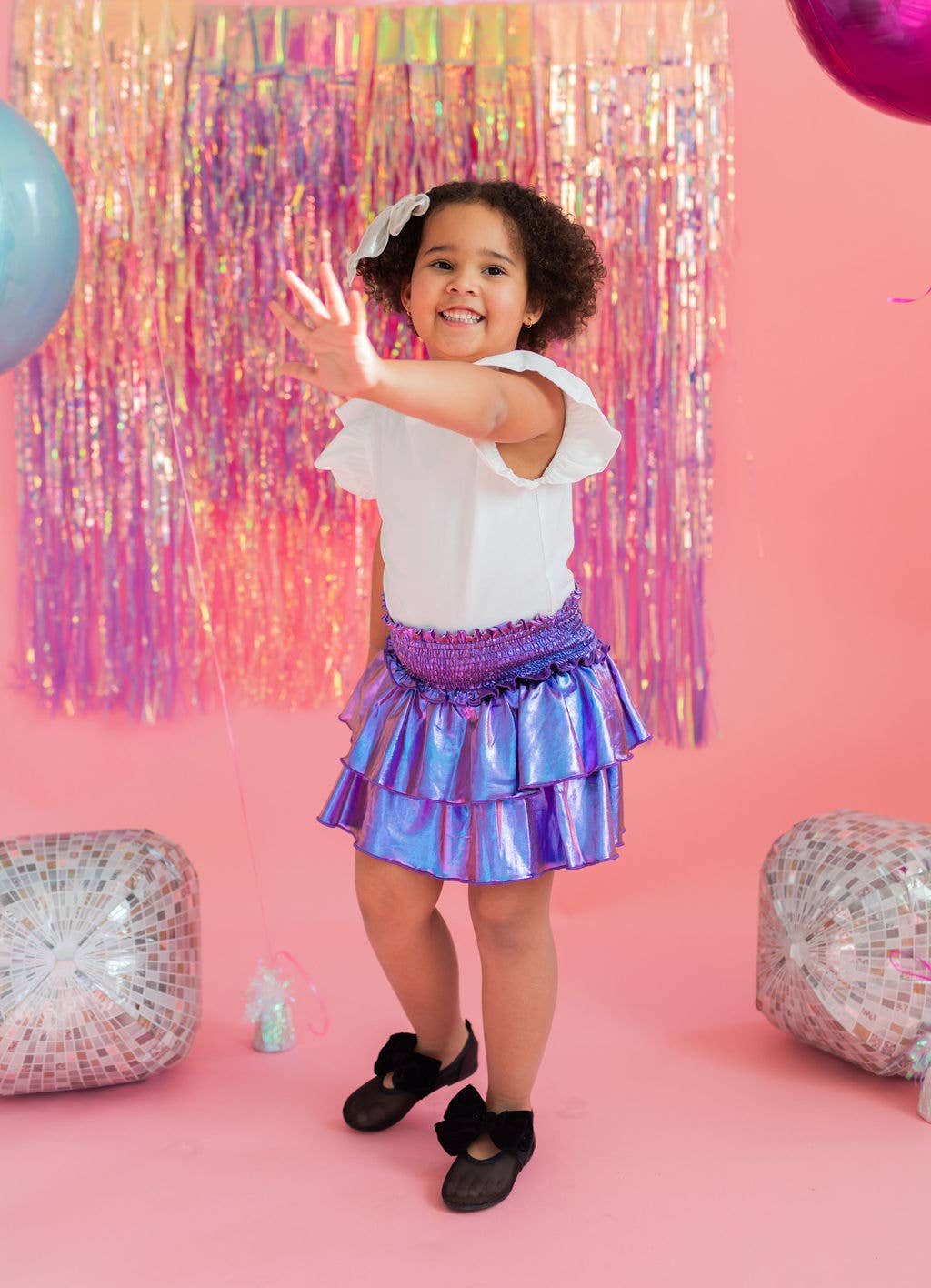 Ruffle Skort in Purple Lamé