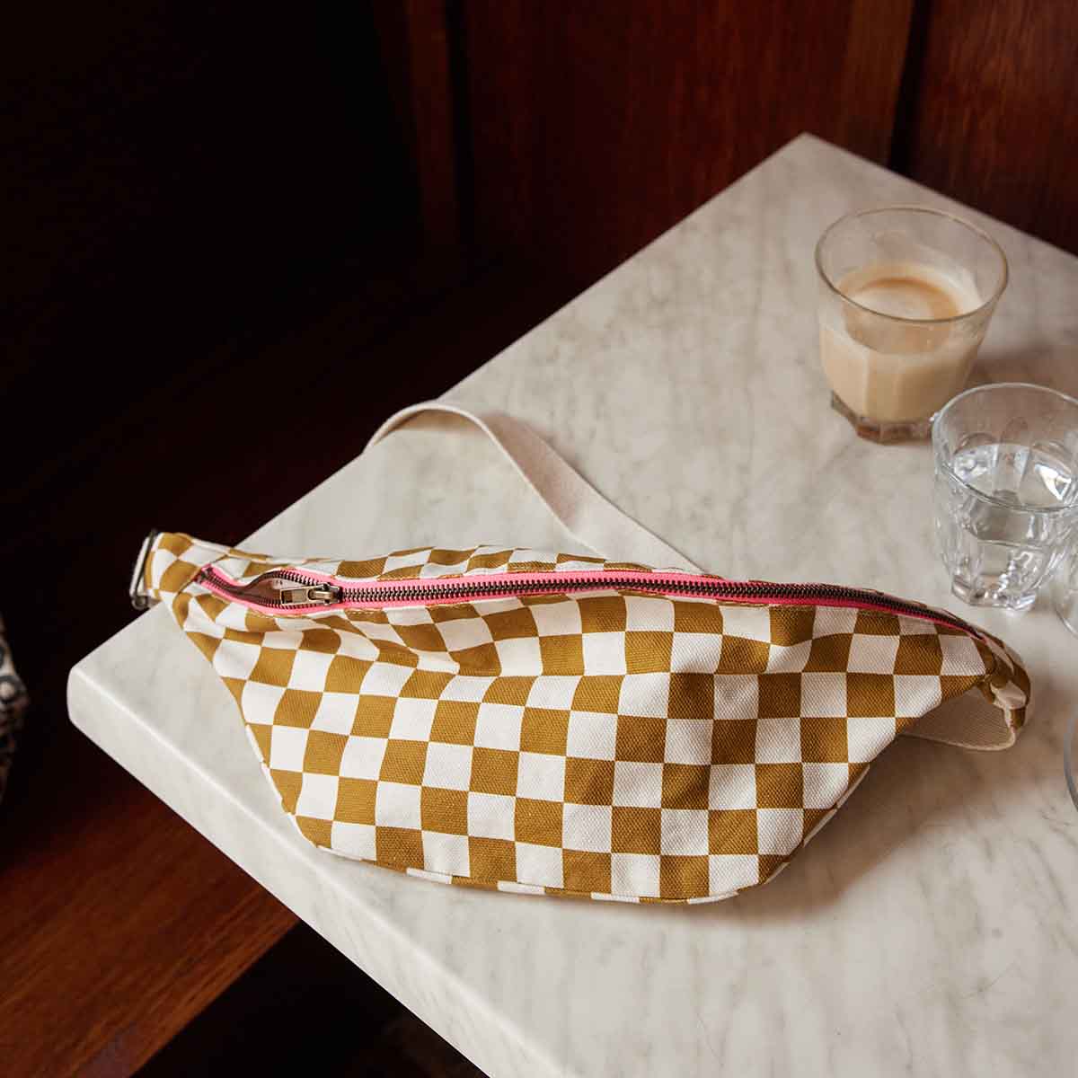 WOMEN BUM BAG CHECKERBOARD CARAMEL