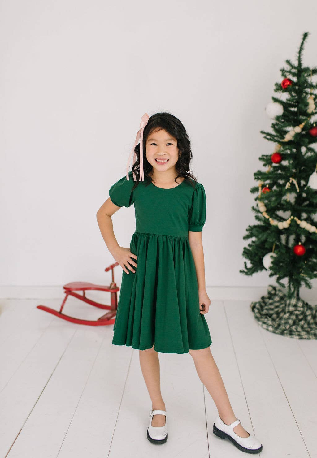 Puff Dress in Evergreen | Girls Twirl Dress