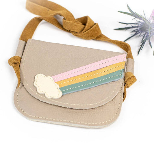 Rainbow on Beige Leather Purse