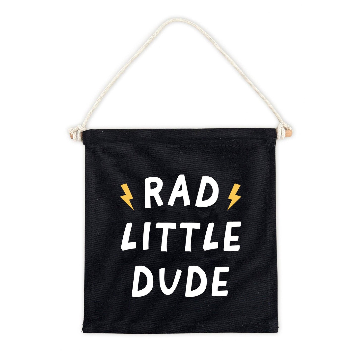 Rad Little Dude (Black) Canvas Hang Sign - Boys Canvas Banne