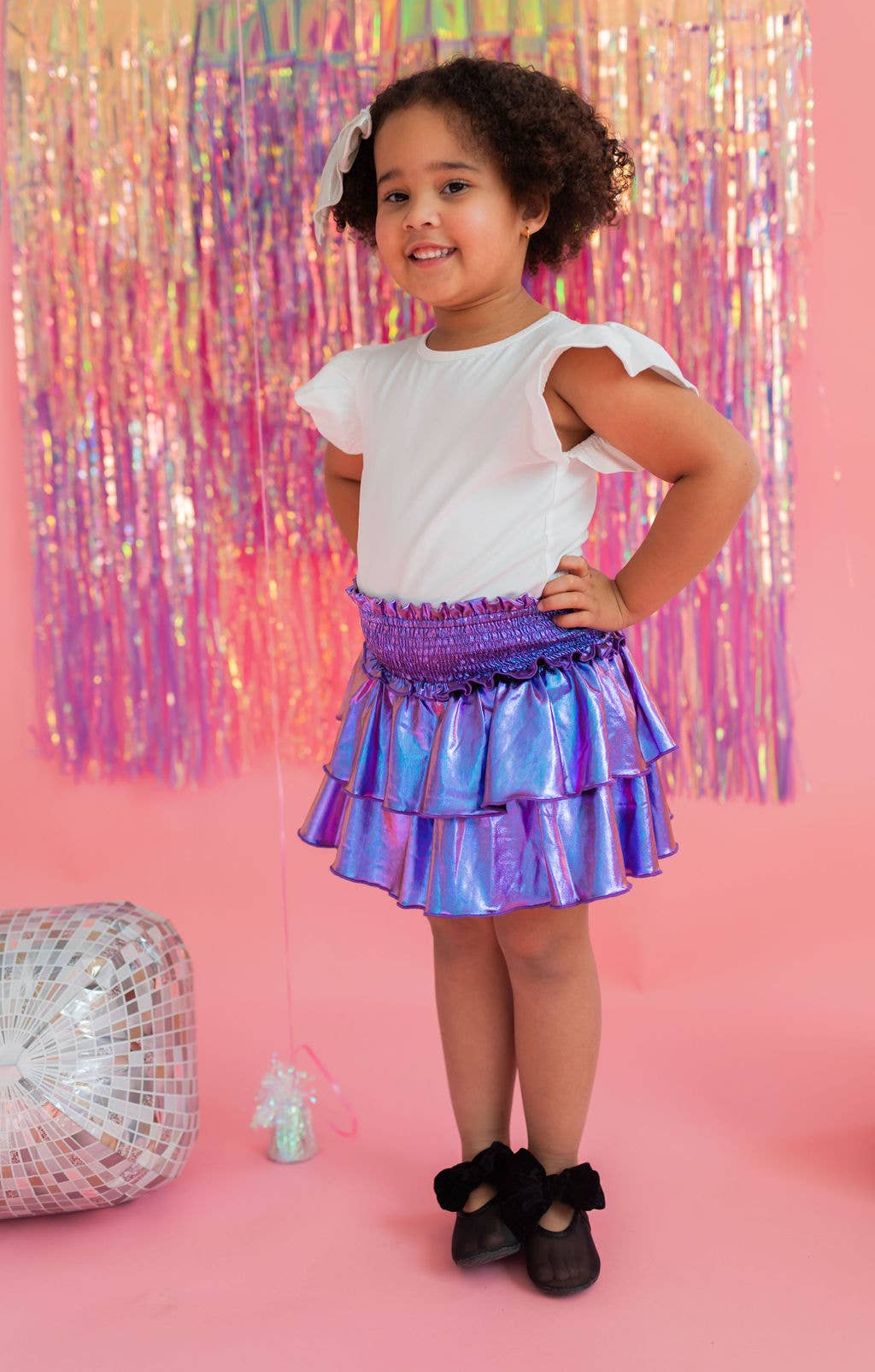 Ruffle Skort in Purple Lamé