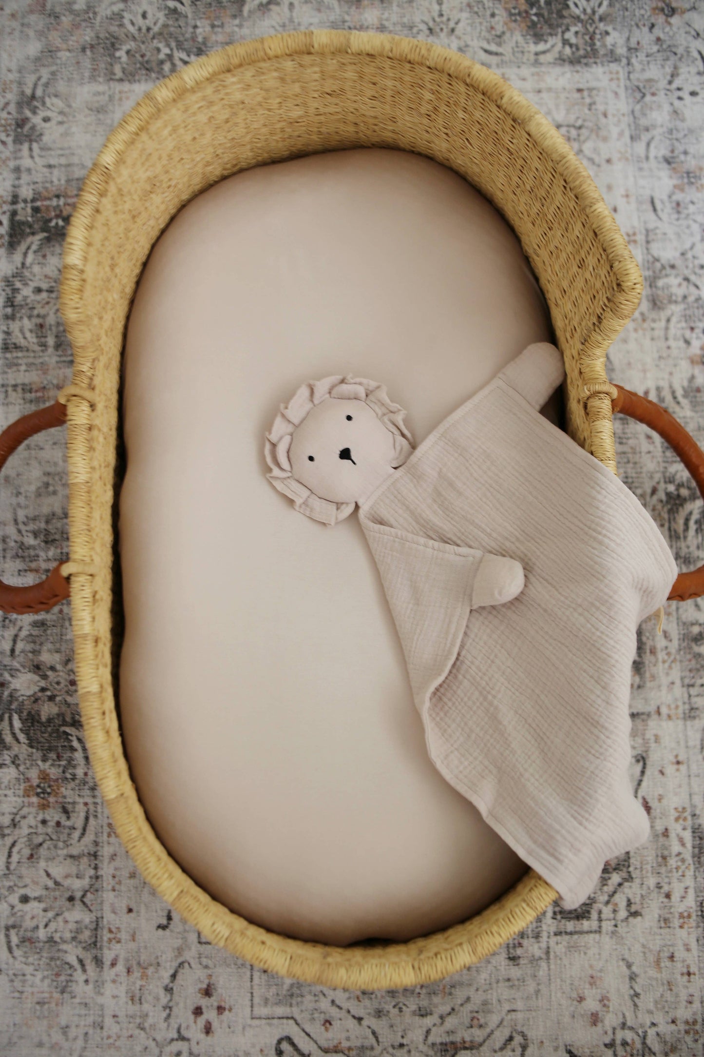 Natural Sand Organic Cotton Lion Lovey Blanket
