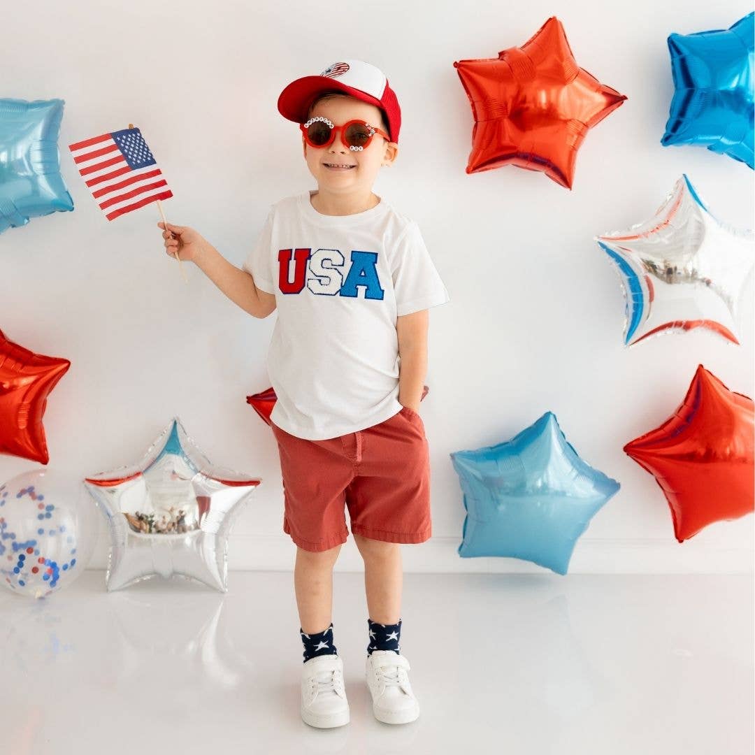 Patriotic Smiley Patch Trucker Hat