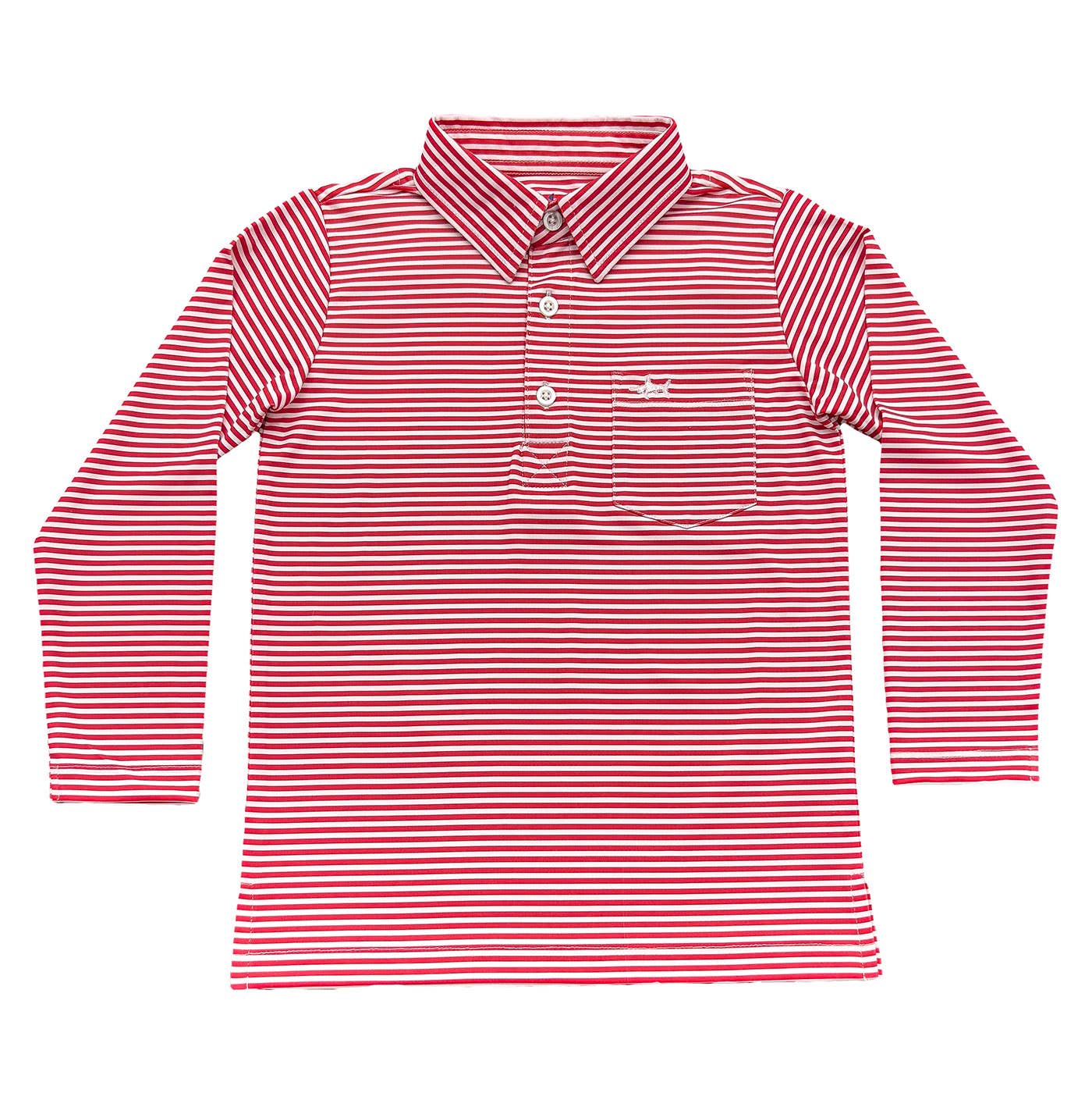Boys Inshore Performance Polo LS - Red Stripe