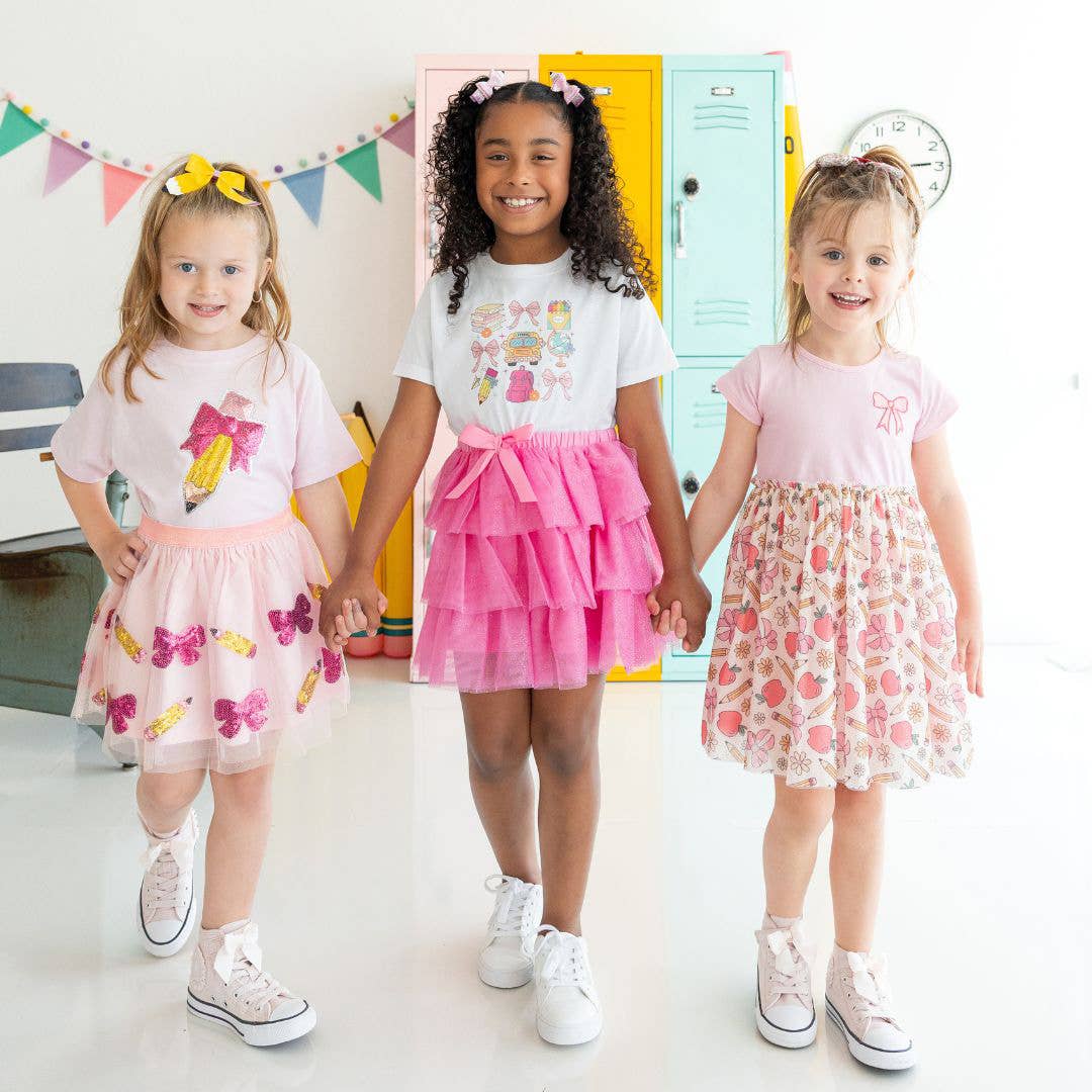 Pink Pencil Bow Clip Set - Hair Bows - Back To School