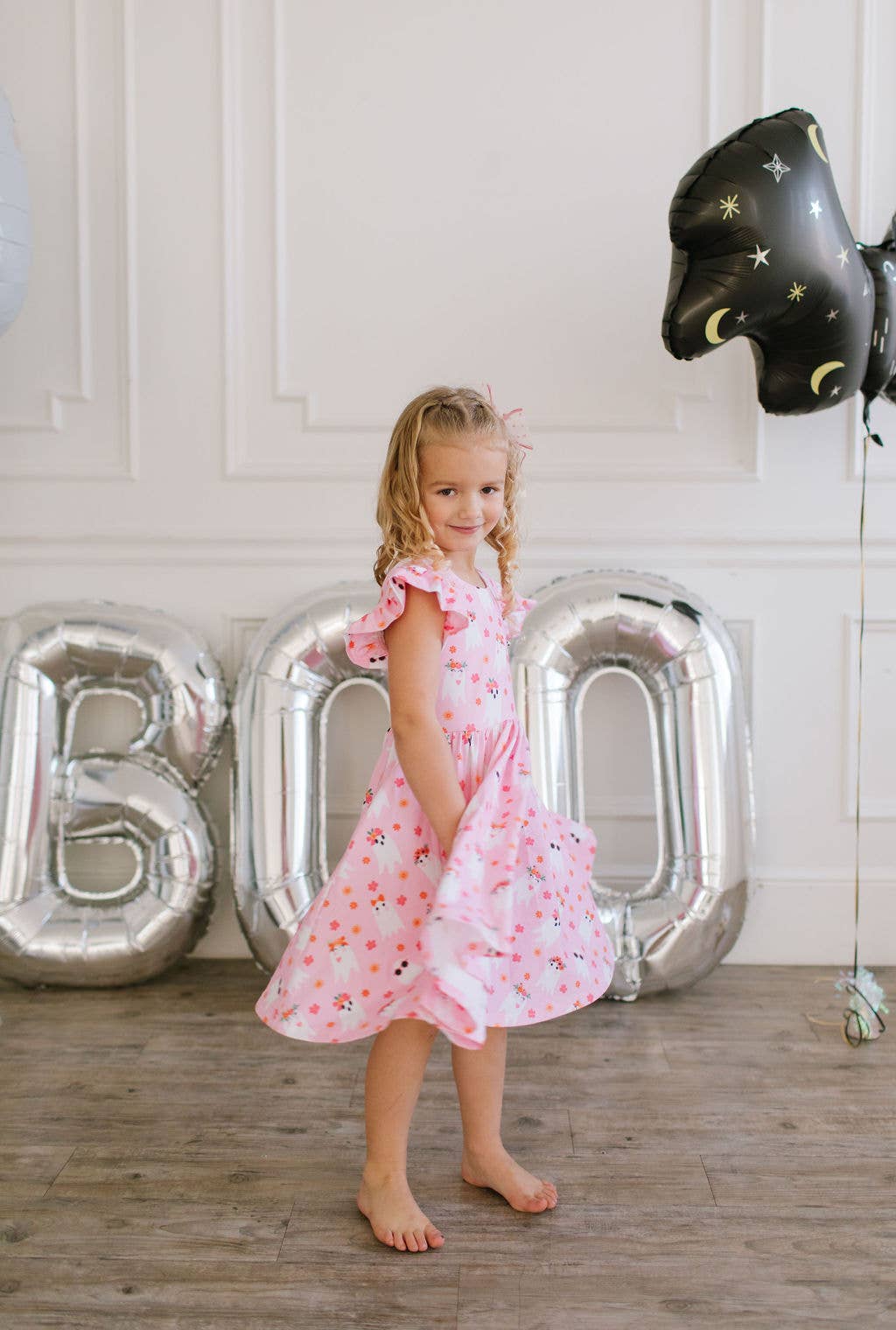 Olivia Dress in Floral Ghost | Girls Halloween Dress