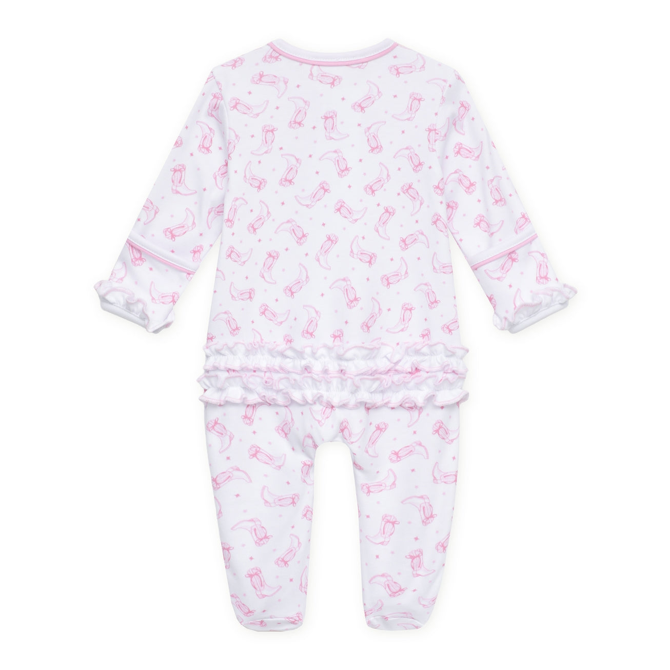 Darling Cowboys Ruffle Zip Footie Pink