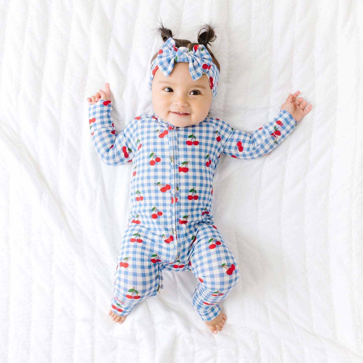 Vintage Cherries Small Ribbed Zip Romper
