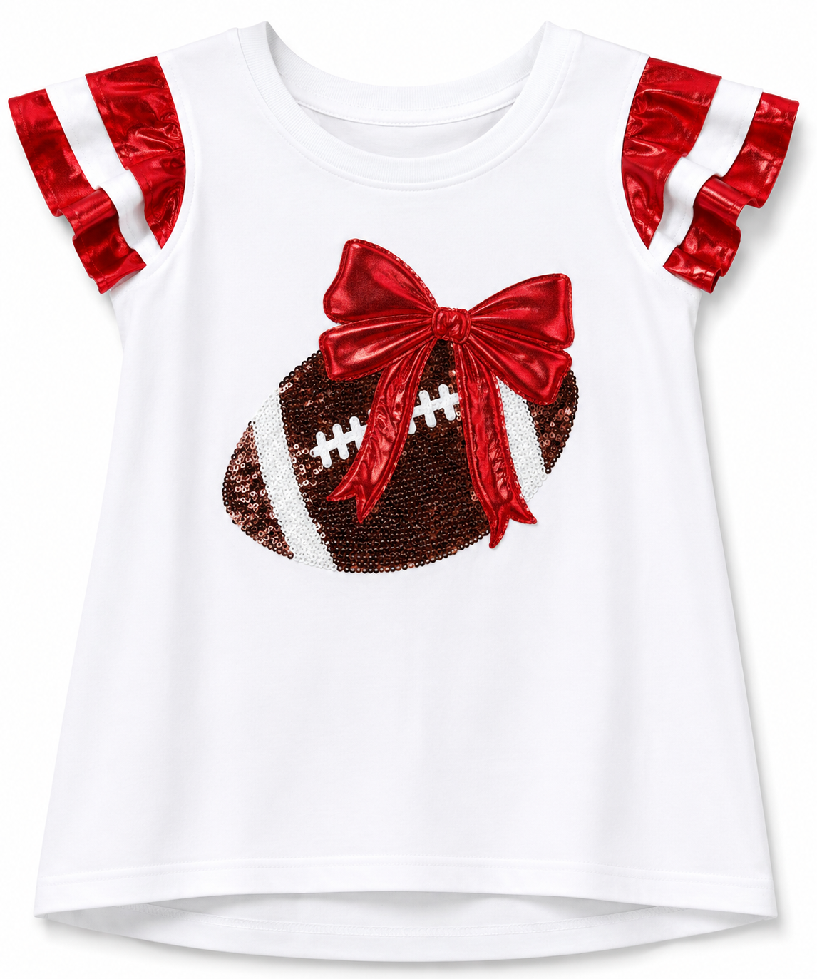 Sequin Football Shimmer Ruffle Sleeve