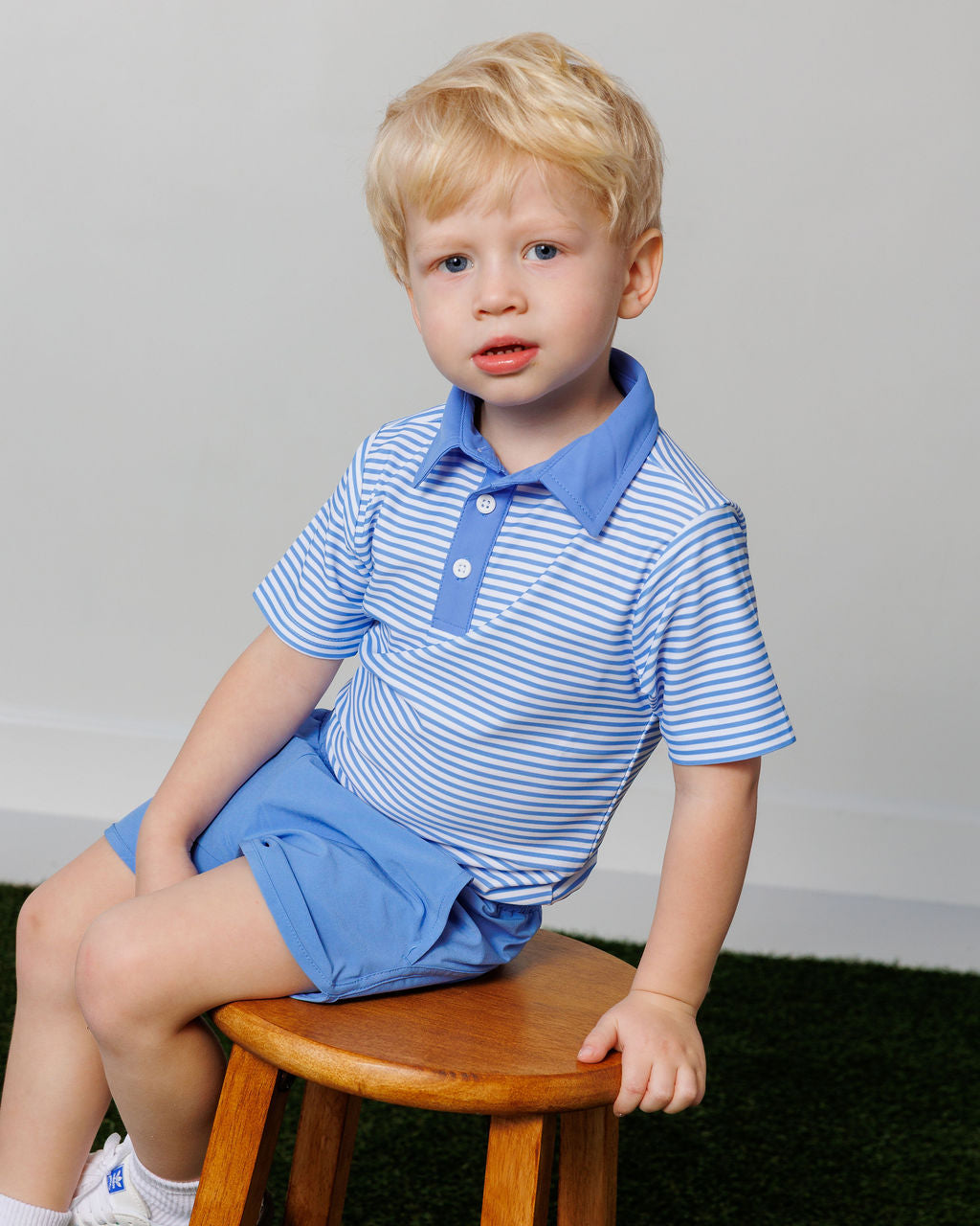 Thin Stripe Polo Shirt Sky Blue