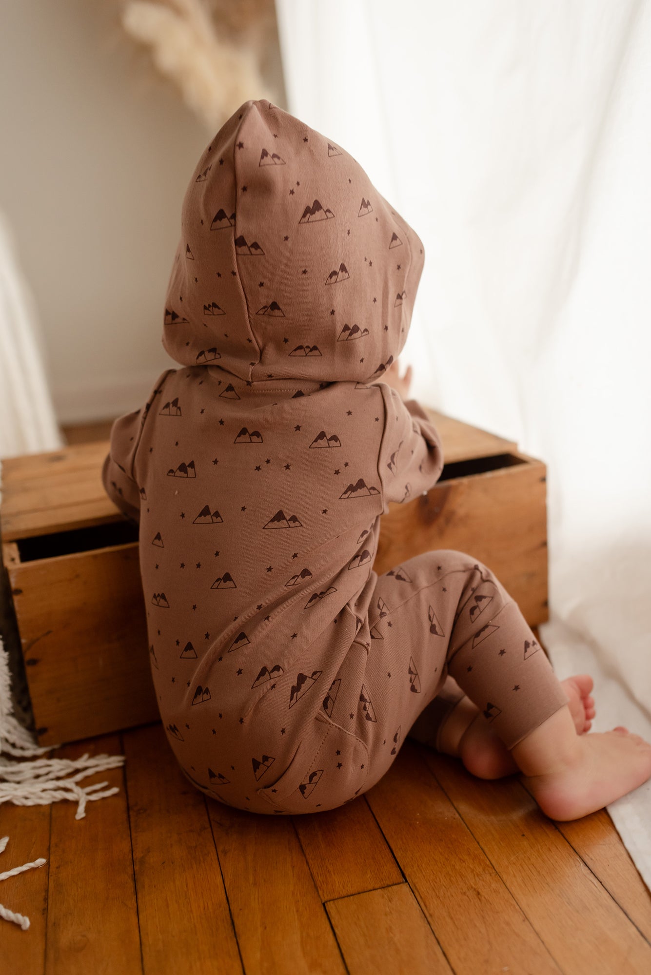 Organic Zipper Romper Mountain Latte