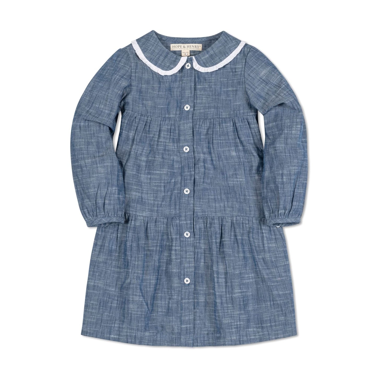Button Front Organic Chambray Dress