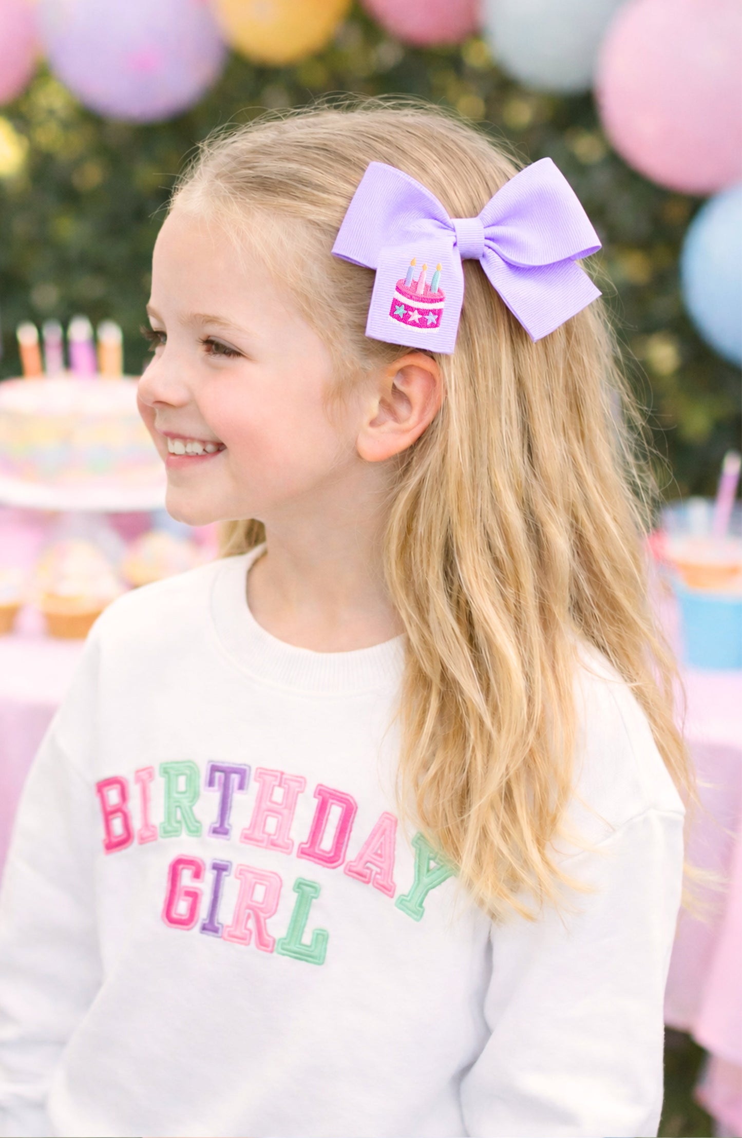 Birthday Cake Hair Bow-Lavender