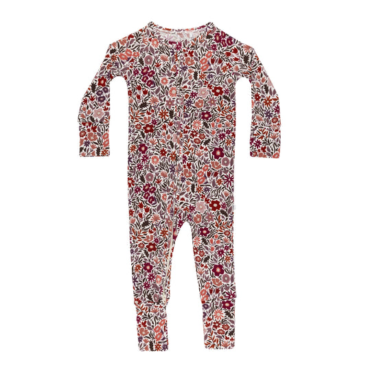 Fall Blooms Small Ribbed Zip Romper