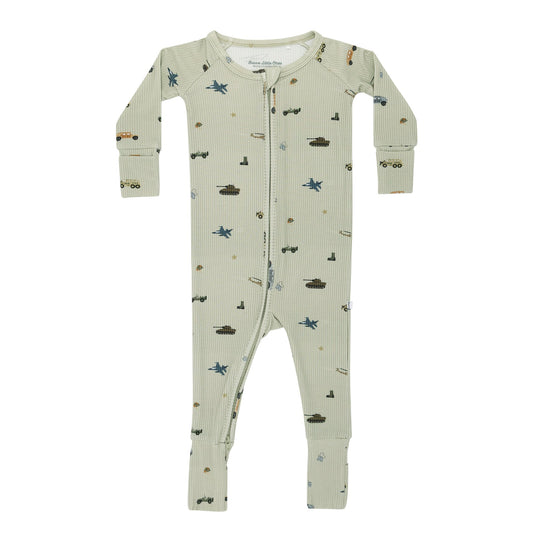 Military Small Ribbed Zip Romper