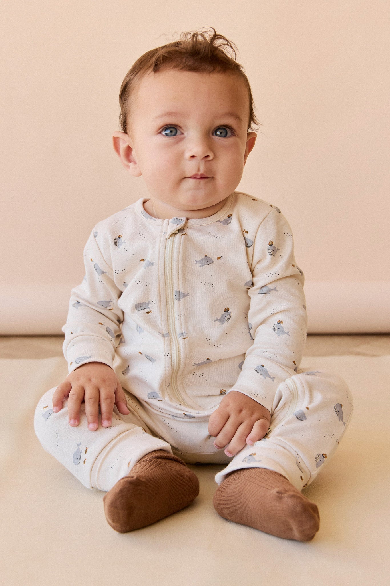 Organic Cotton Reese Zip Onepiece - Whales