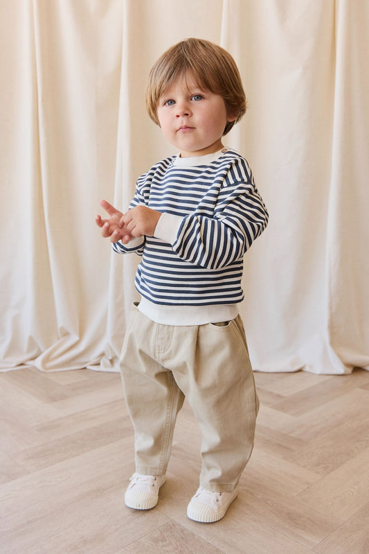 Organic Cotton Peyton Sweatshirt - Slim Stripe Charter/Cloud
