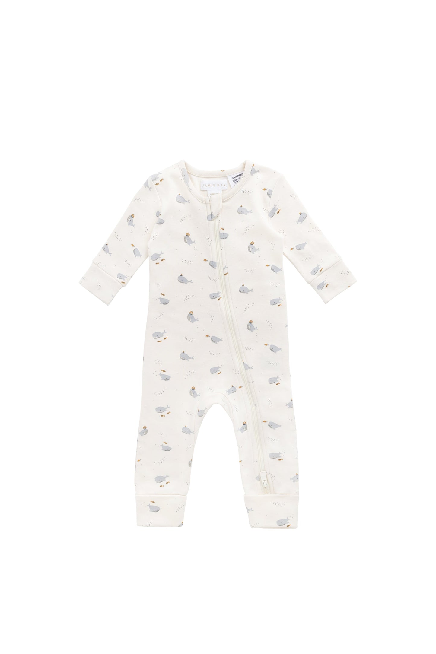 Organic Cotton Reese Zip Onepiece - Whales