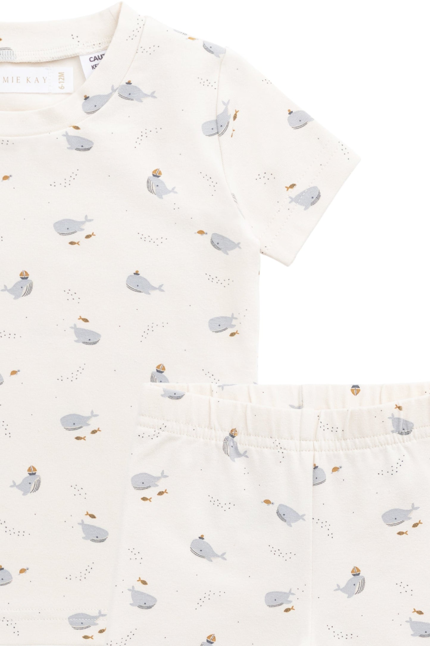 Organic Cotton Skye Short Sleeve Pyjama Set - Whales