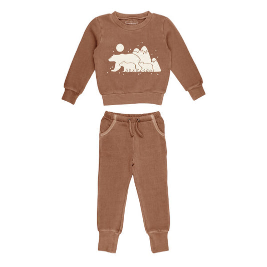 Kids Cozy Sweatshirt & Jogger Set Latte Bear