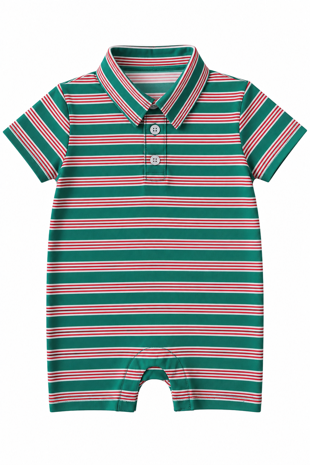 Knox Romper - Red + Green Stripe