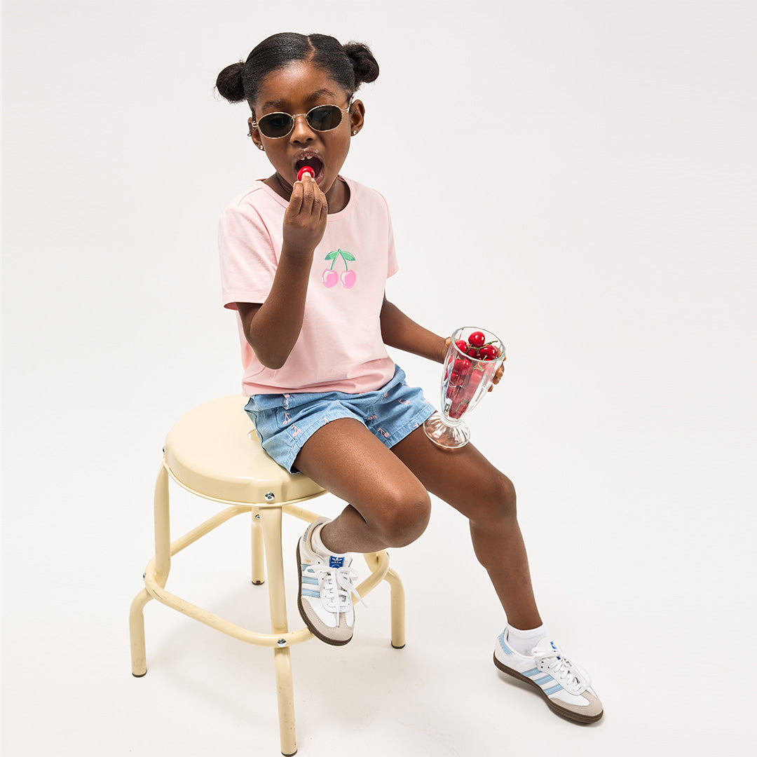 Cherries on Pink Ruched T-Shirt