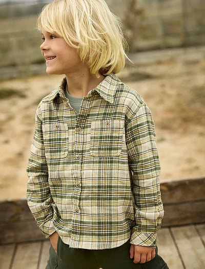 Minymo L/S Shirt Check Feather Gray