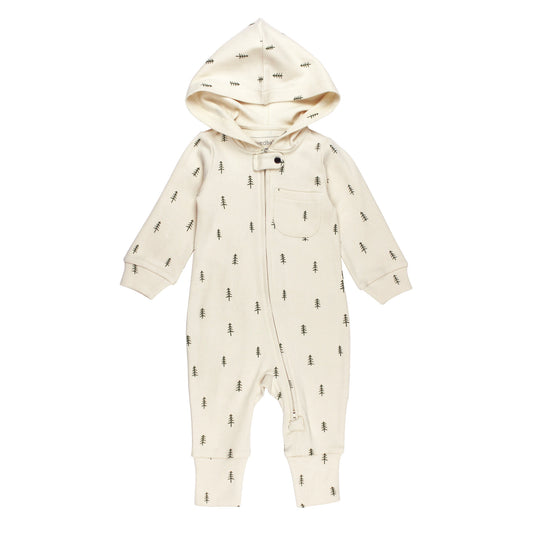 Organic Zipper Romper Buttercream Pine