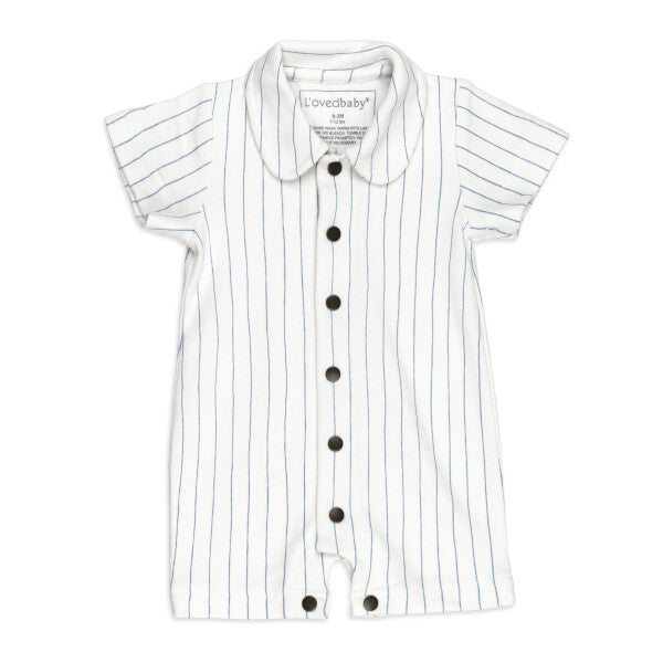 Pool Pinstripe Organic Sleeve Romper