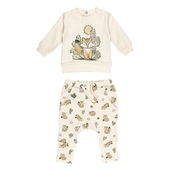 Organic Henley Sweatshirt & Jogger Set Little Fox