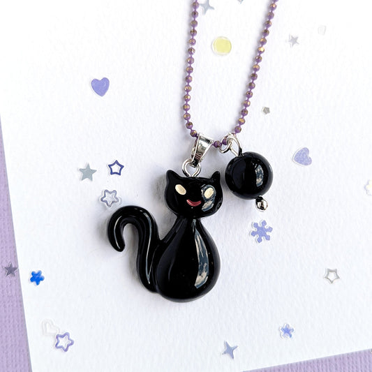 Spooky Black Cat Necklace