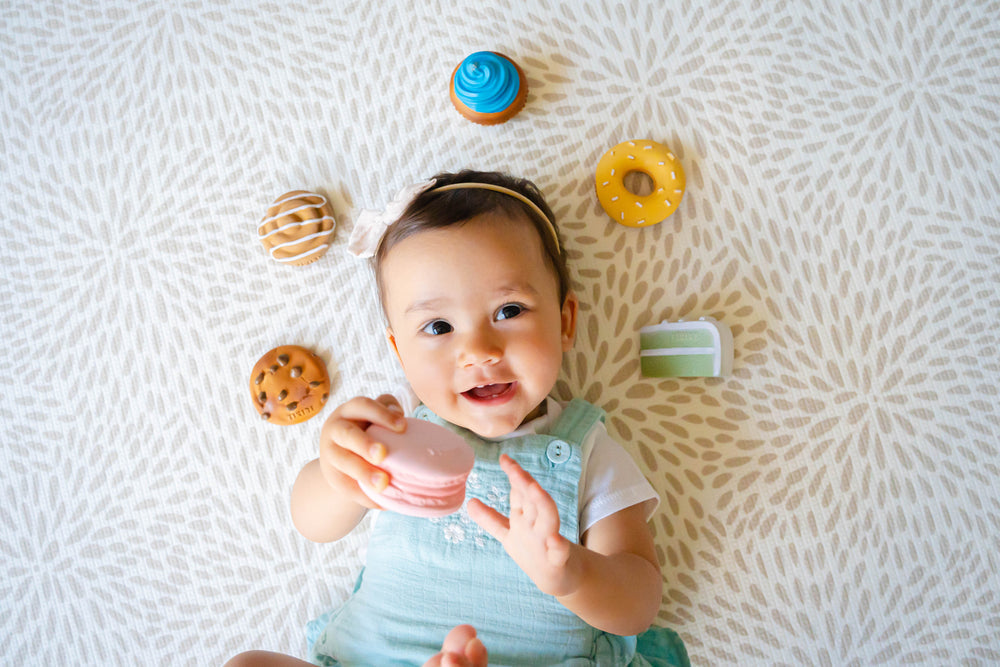 Macaroon Natural Rubber Teether/Rattle