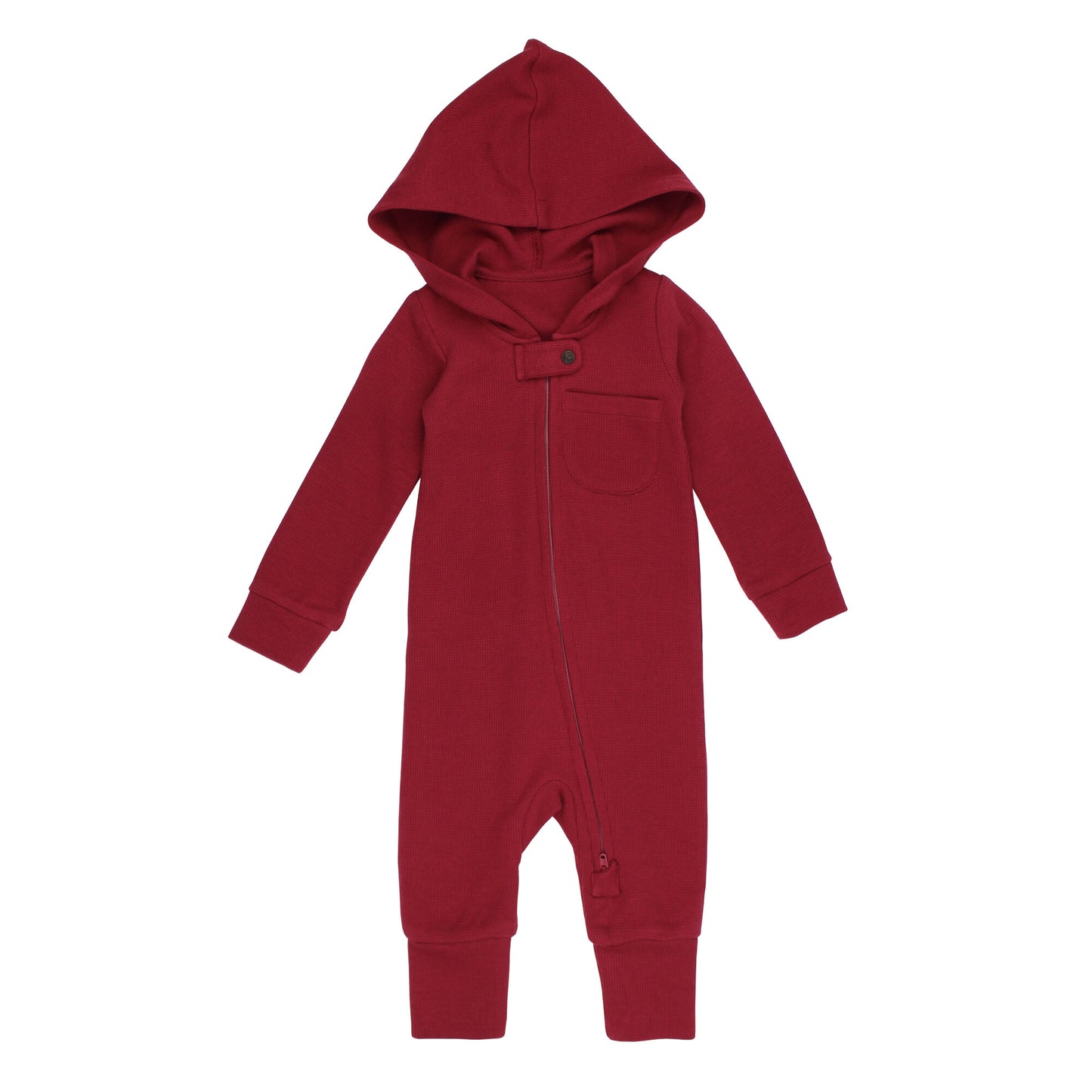 Organic Thermal Zipper Romper Crimson