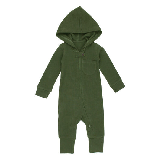 Organic Thermal Zipper Romper Forest