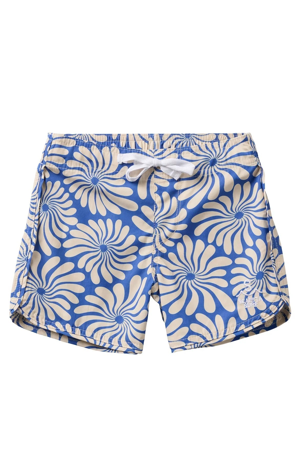 Retro Flare Boardshort Wavy Flowers Navy