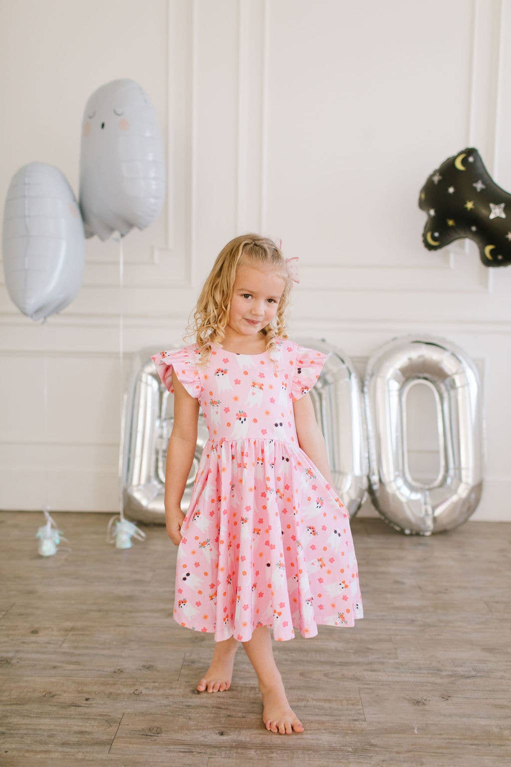 Olivia Dress in Floral Ghost | Girls Halloween Dress