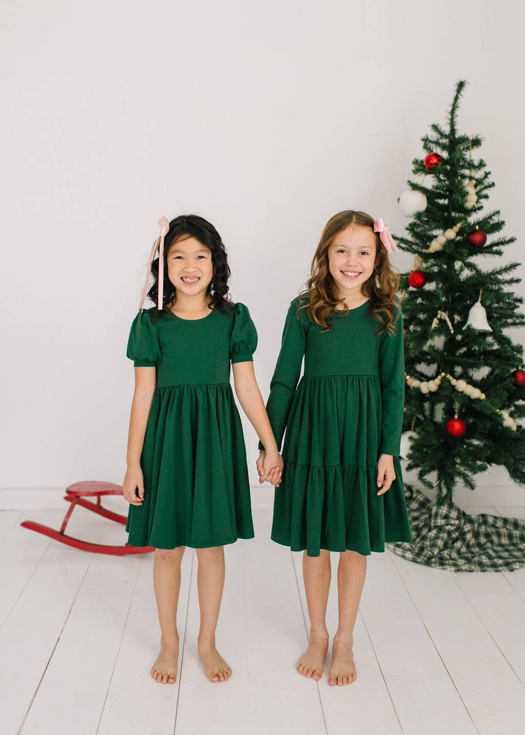 Puff Dress in Evergreen | Girls Twirl Dress