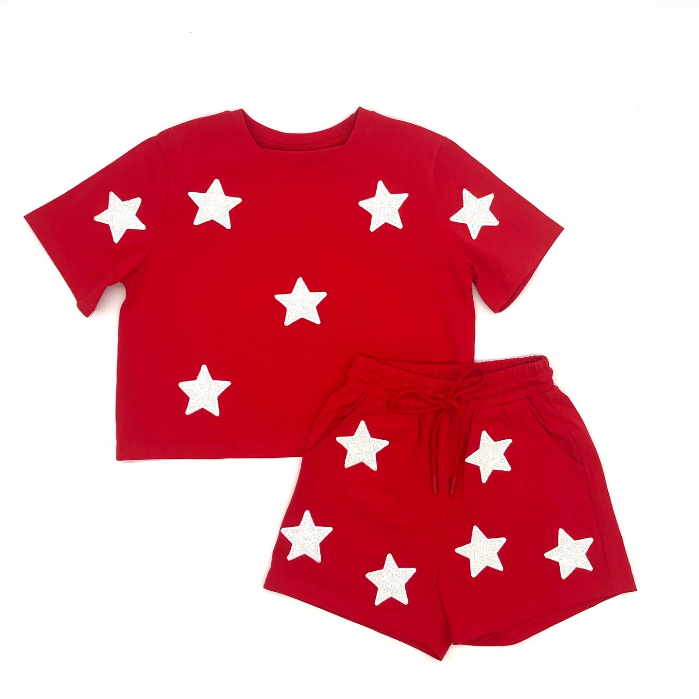 Red/white star short set