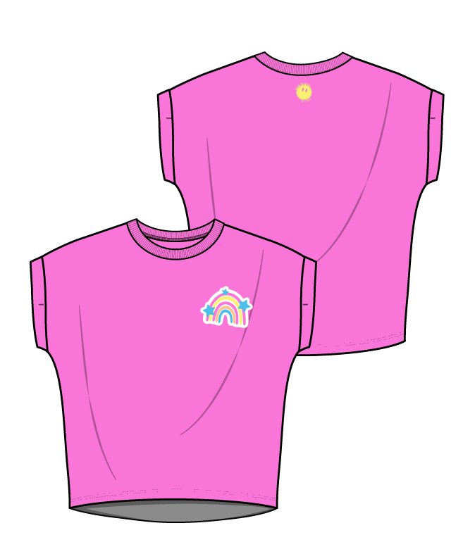 XOXO by Magpies Embroidered Short Sleeve Rainbow Tee | Pink