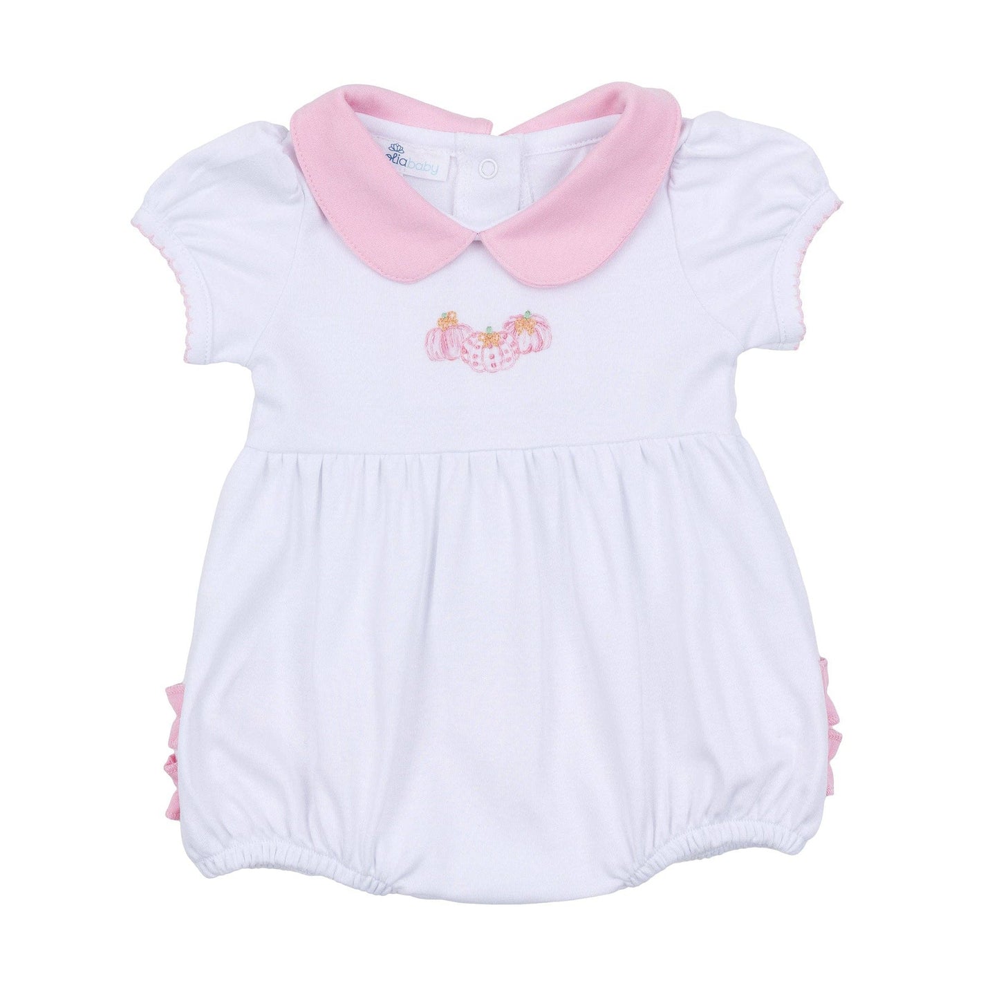 Precious Pumpkins Collared Ruffle Short Sleeve Bubble Pink