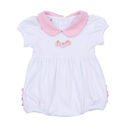 Precious Pumpkins Collared Ruffle Short Sleeve Bubble Pink