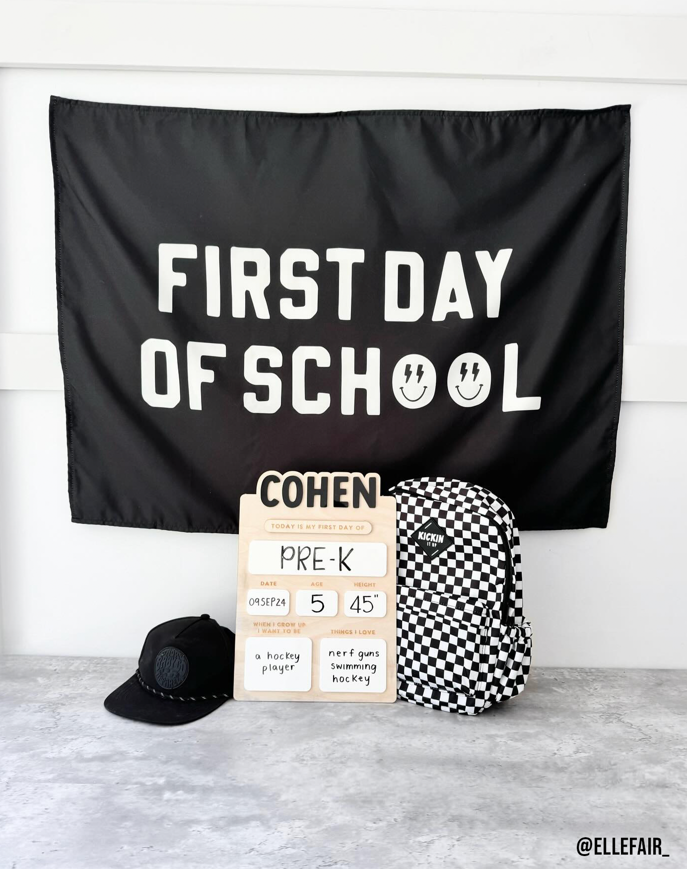 First / Last Day of School (Black) Reversible Banner Kids