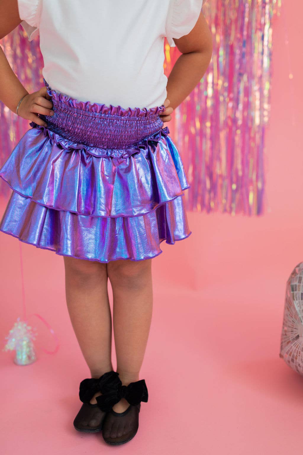 Ruffle Skort in Purple Lamé