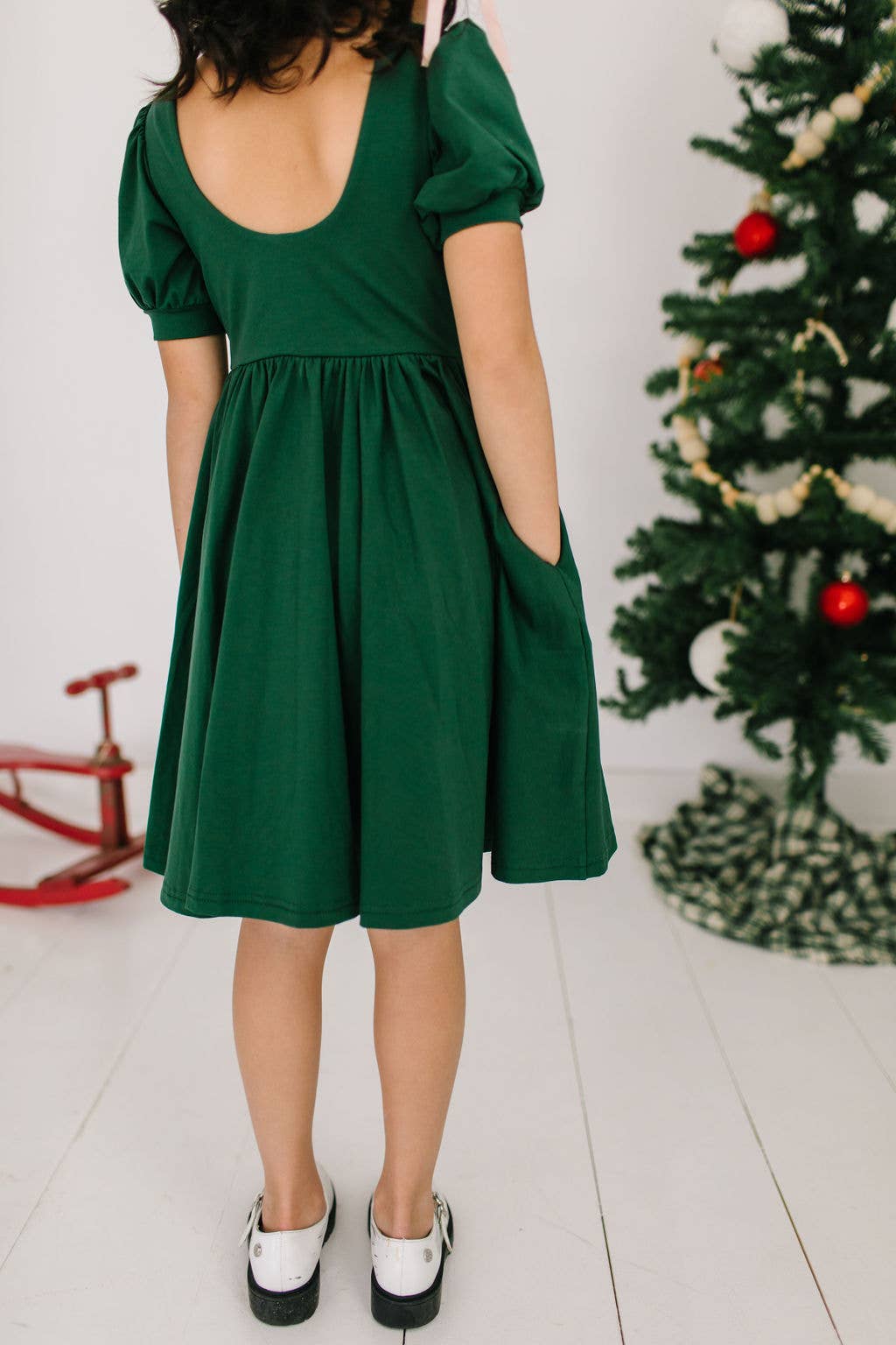 Puff Dress in Evergreen | Girls Twirl Dress