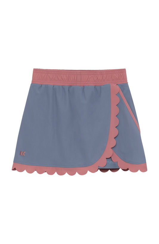 Scalloped Skort Slate/Dusty Pink