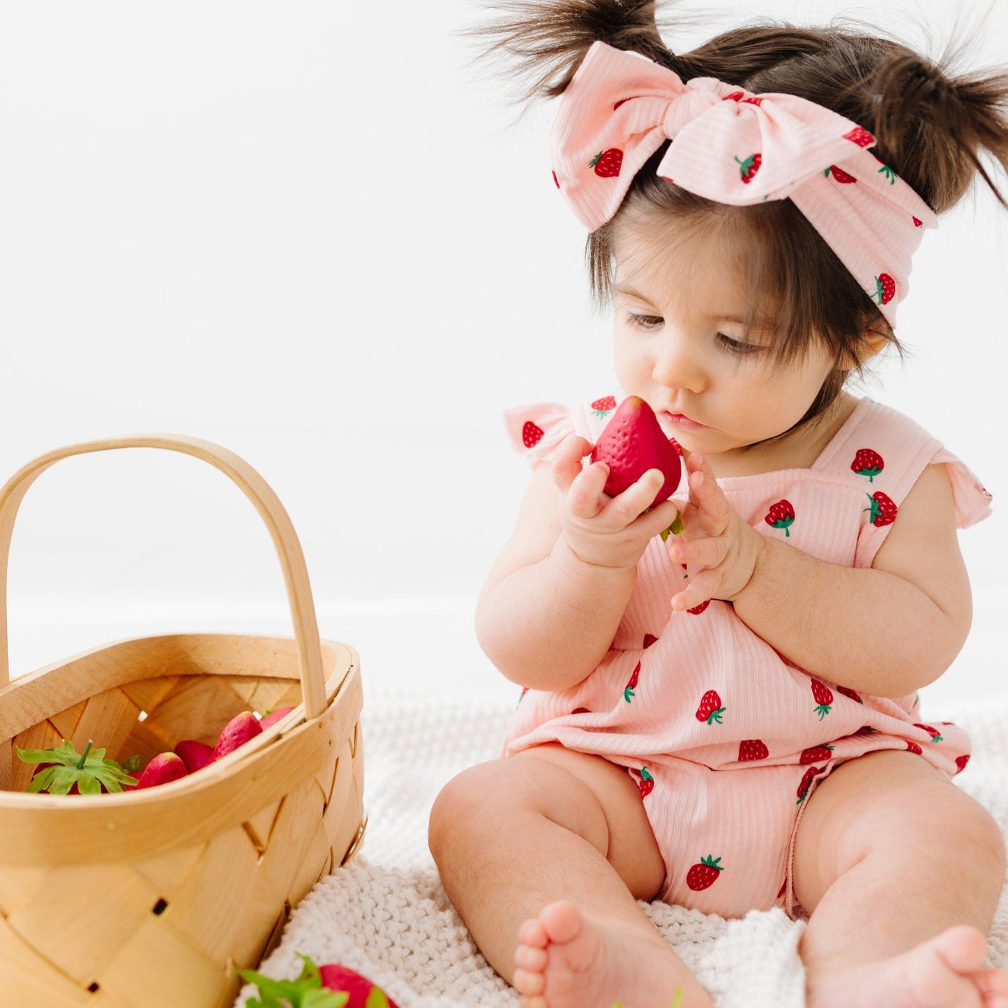 Strawberries Small Ribbed Flutter Sleeve Romper