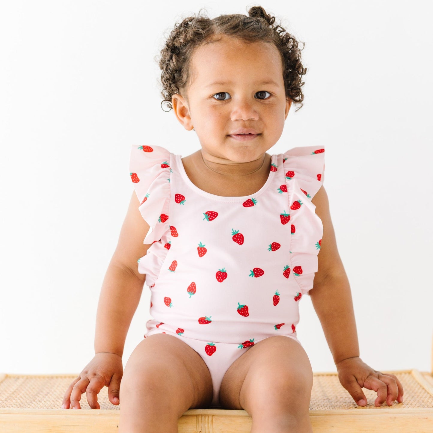 Strawberries Ruffle Sleeves One-Piece Bathing Suit