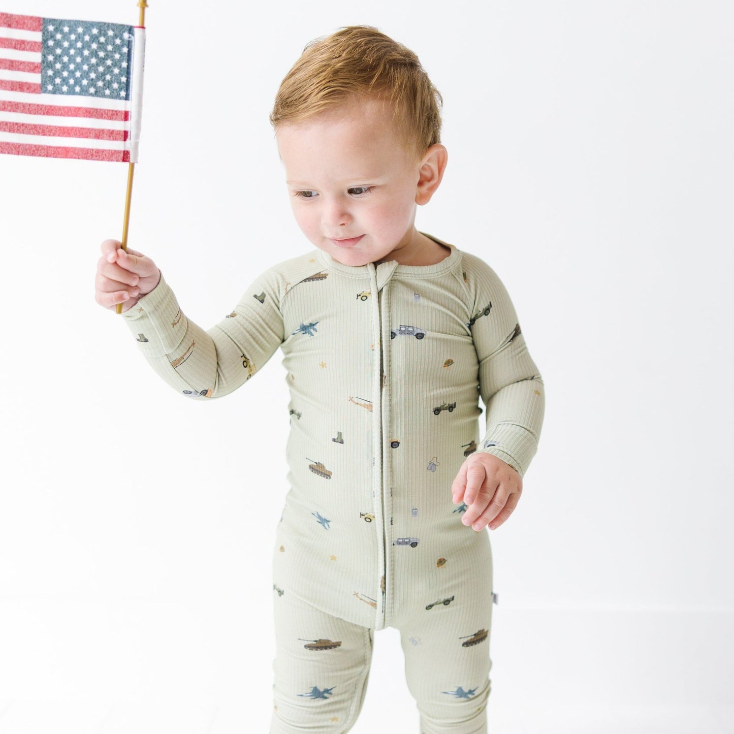 Military Small Ribbed Zip Romper