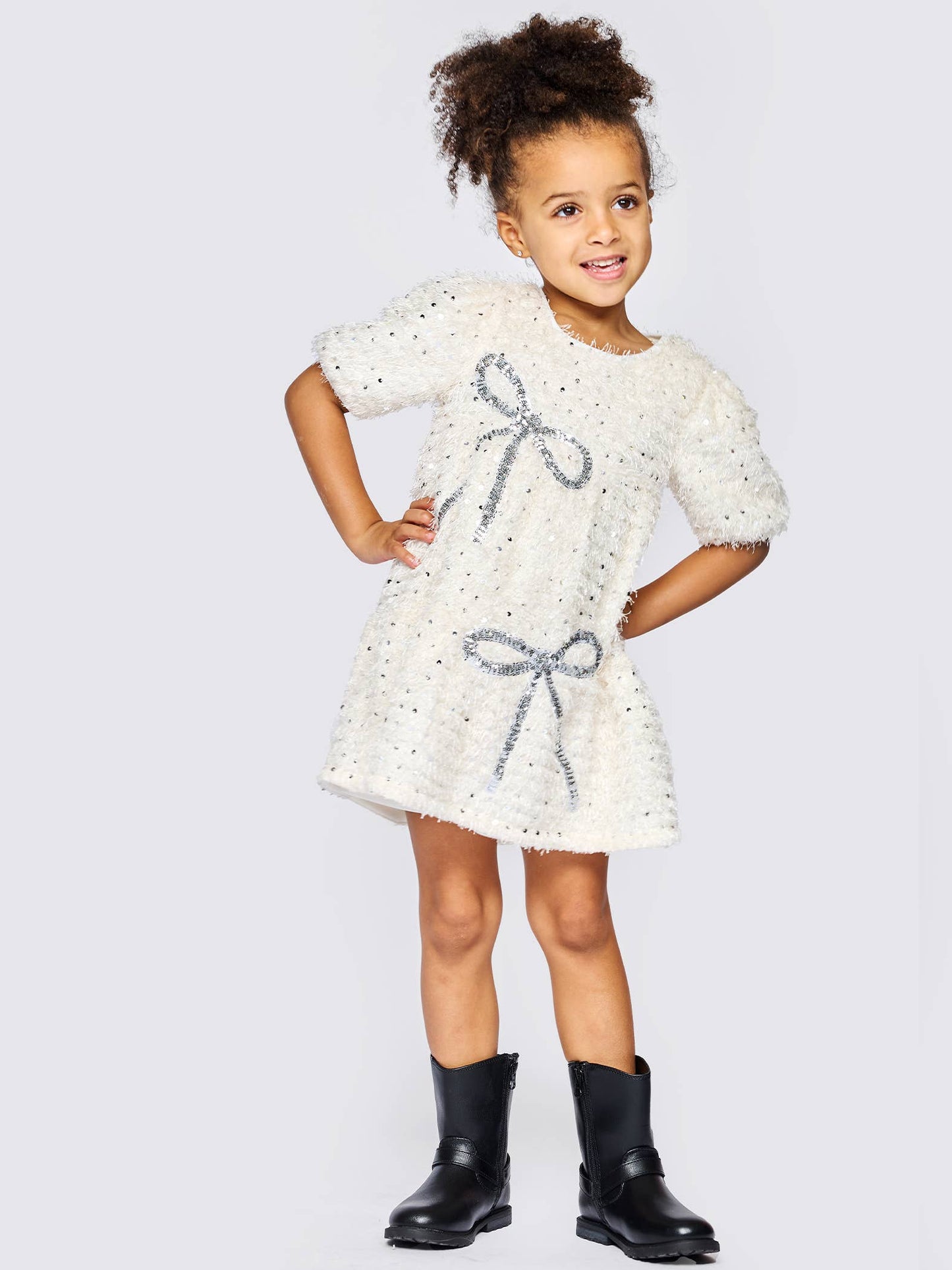 Tiered Dress W/ Sequin Bow Detail